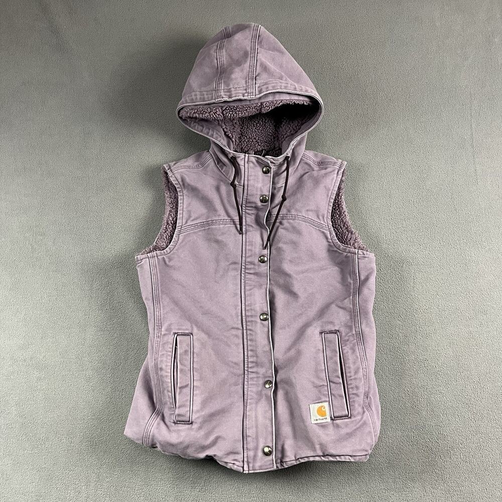 Carhartt Berkley Vest Womens XS (0/2) Purple Hooded Sherpa Lined Workwear